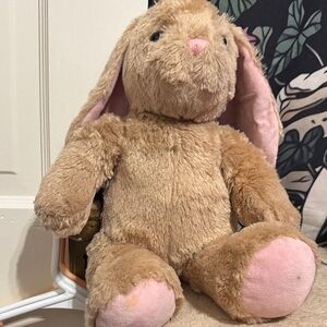 Plush Brown Bunny Stuffed Animal with Pink Accents - Kids Toy